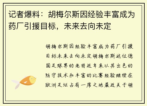记者爆料：胡梅尔斯因经验丰富成为药厂引援目标，未来去向未定