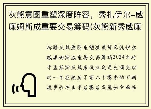 灰熊意图重塑深度阵容，秀扎伊尔-威廉姆斯成重要交易筹码(灰熊新秀威廉姆斯)
